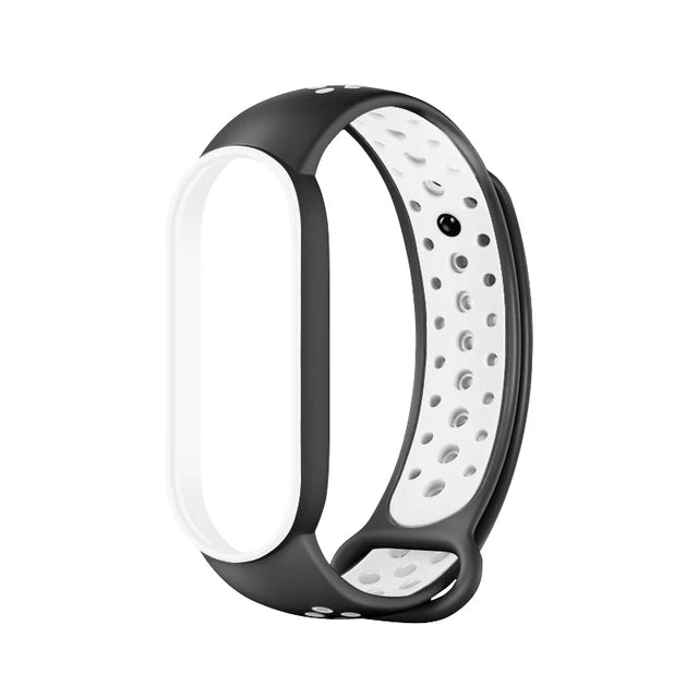 Breathable Silicone Strap for Xiaomi Mi Band 7 6 5 4 3 Two Color Wristband for Mi Band 3 4 Mi Band 5 6 7 Replacement Accessories