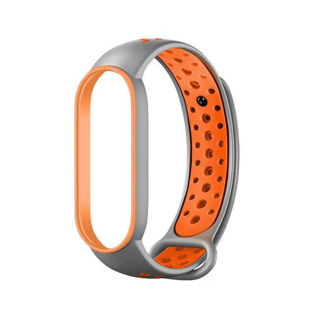 Breathable Silicone Strap for Xiaomi Mi Band 7 6 5 4 3 Two Color Wristband for Mi Band 3 4 Mi Band 5 6 7 Replacement Accessories