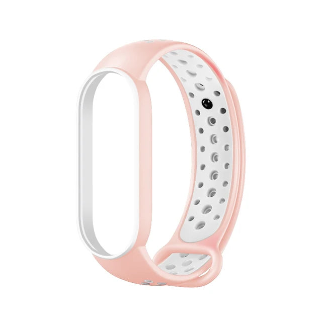 Breathable Silicone Strap for Xiaomi Mi Band 7 6 5 4 3 Two Color Wristband for Mi Band 3 4 Mi Band 5 6 7 Replacement Accessories