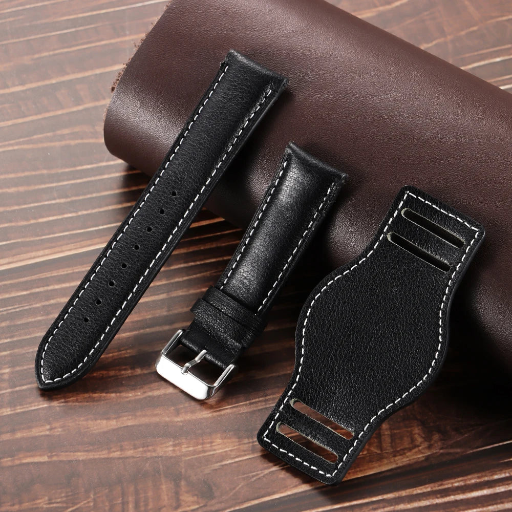 Vintage Leather Watch Strap 18mm 20mm 22mm for Omega for Seiko Universal Bracelet Replacement for Women Men Band Accessories