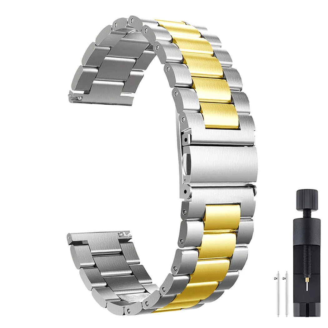 18mm 20mm 22mm Stainless Steel Strap For Garmin Venu 4 3 2 2S 3S/Forerunner 55 158 245 255 645 745 965 970/Vivoactive 4 5 6 Band