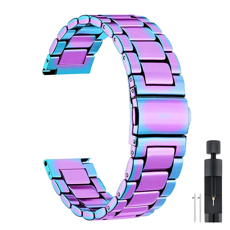 18mm 20mm 22mm Stainless Steel Strap For Garmin Venu 4 3 2 2S 3S/Forerunner 55 158 245 255 645 745 965 970/Vivoactive 4 5 6 Band