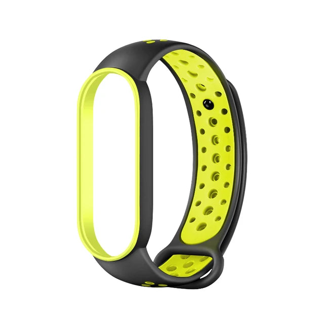 Breathable Silicone Strap for Xiaomi Mi Band 7 6 5 4 3 Two Color Wristband for Mi Band 3 4 Mi Band 5 6 7 Replacement Accessories