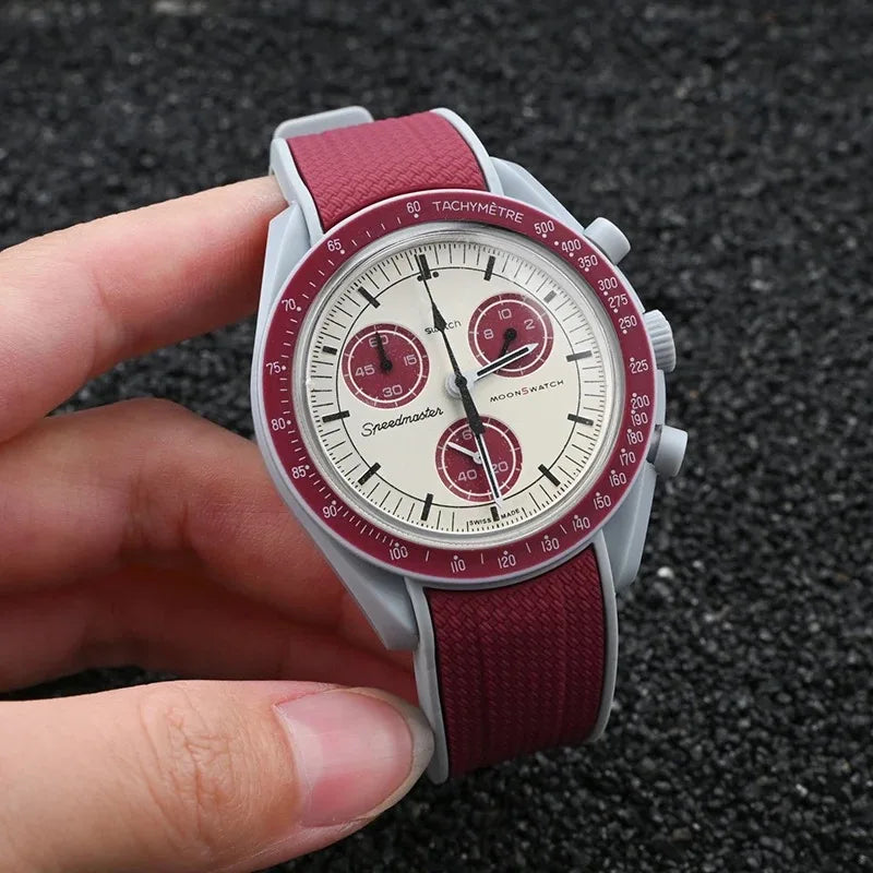 Curved End Strap for Omega X Swatch Joint MoonSwatch Planet 20mm Silicone Quick Release Watch Band Bracelet for Speedmaster