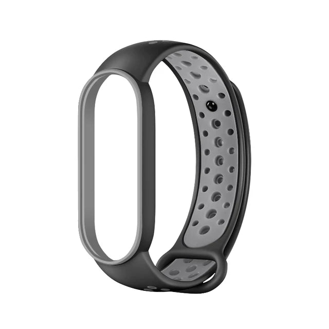 Breathable Silicone Strap for Xiaomi Mi Band 7 6 5 4 3 Two Color Wristband for Mi Band 3 4 Mi Band 5 6 7 Replacement Accessories