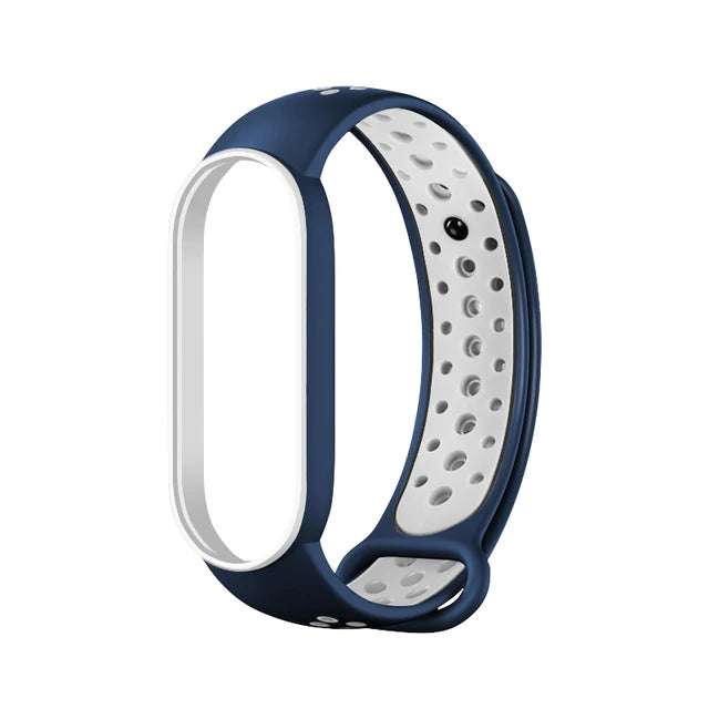 Breathable Silicone Strap for Xiaomi Mi Band 7 6 5 4 3 Two Color Wristband for Mi Band 3 4 Mi Band 5 6 7 Replacement Accessories